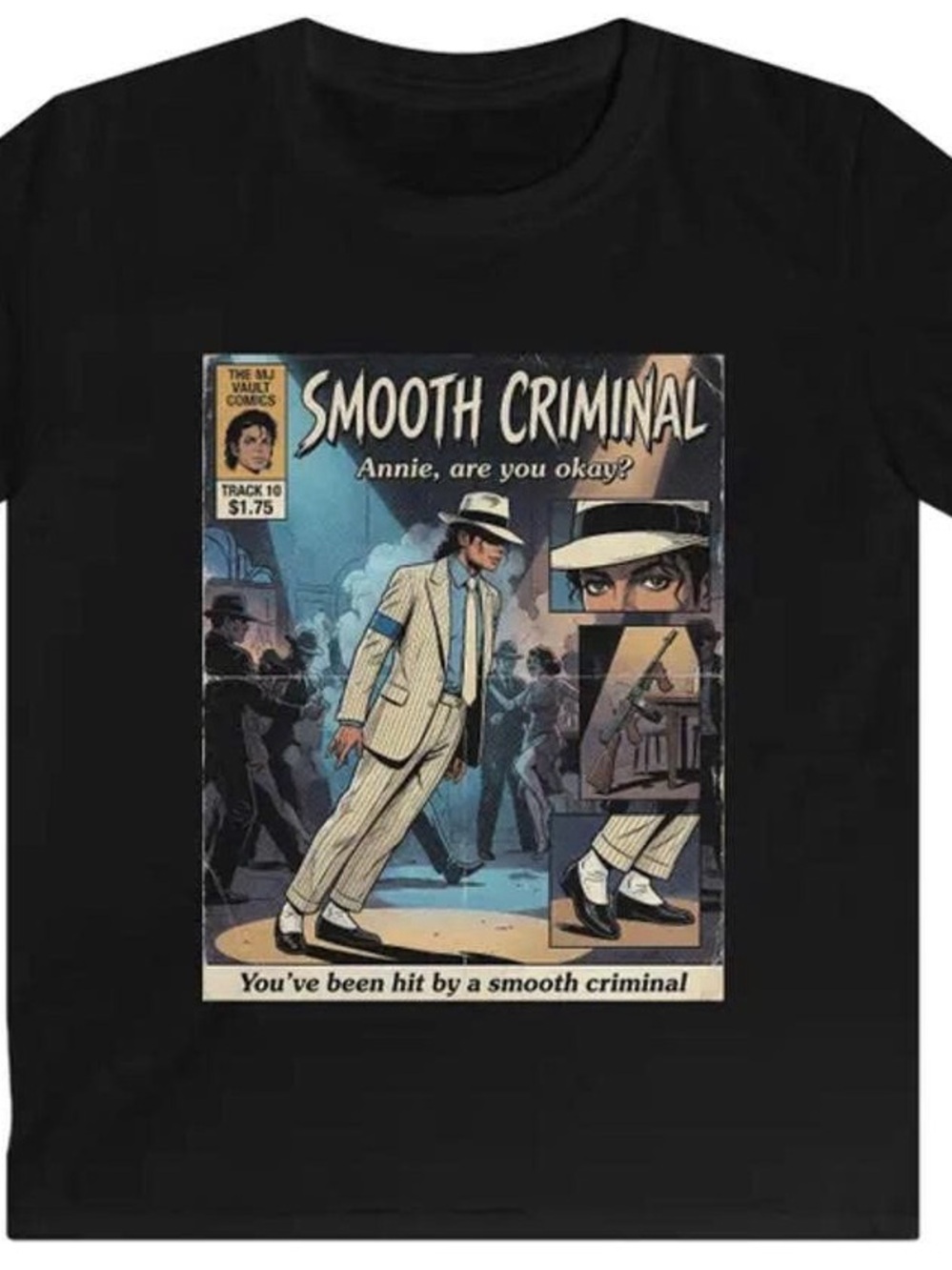 Black 'Smooth Criminal' Comic Graphic Tee